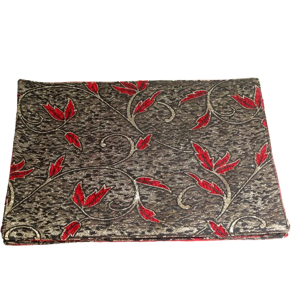 Brocade Formal Placemats Set of 4 Gold Metallic Red Floral Leaf Festive 12
